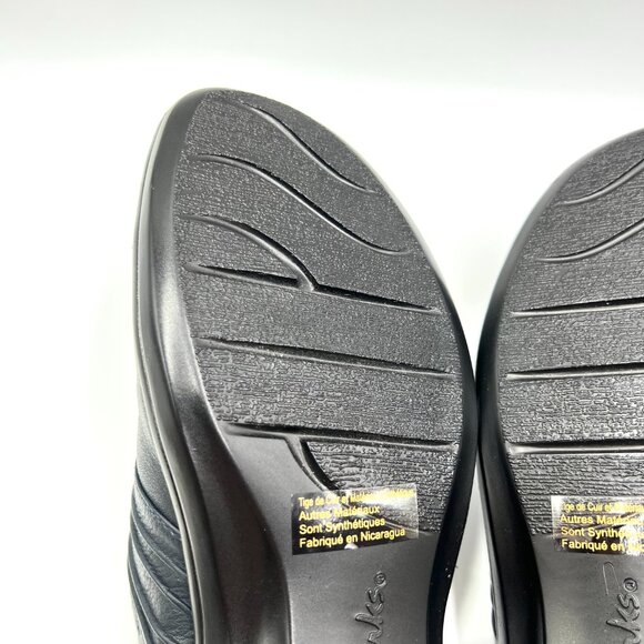 Clarks Womens Size 8.5M Dark Blue Leather Slip On Mules Clogs Shoes - Picture 10 of 15